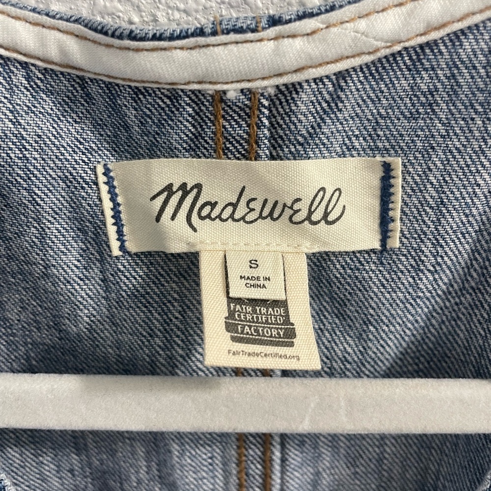 Madewell Denim Jumpsuit- Sleeveless, button up, tie waist - Picture 3 of 3